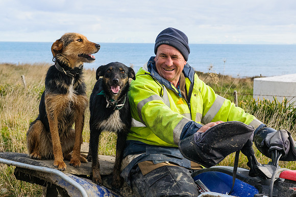 Farmer and working dogs