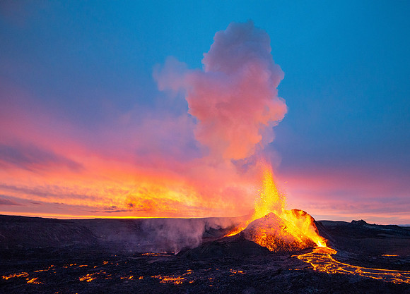 Geldingadalir Volcano at Sunset